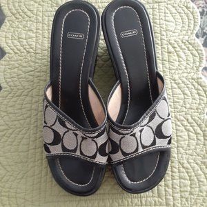Coach Signature Fabric Charma Platform Wedges Sandals 8M